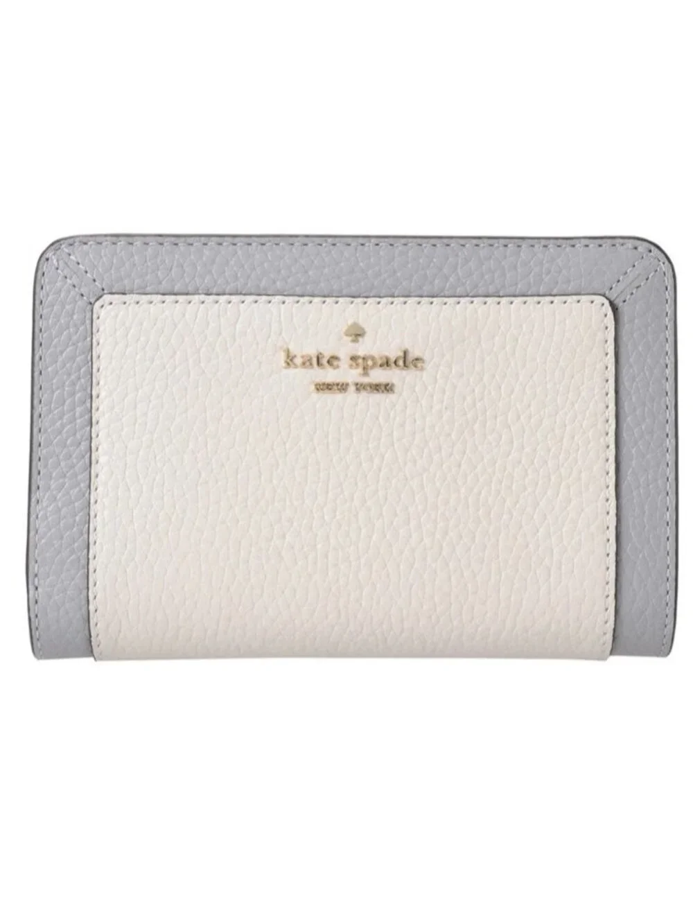 Kate Spade Lena Medium Pebbled Leather Colorblock Bifold Wallet Quiet Luxury NEW